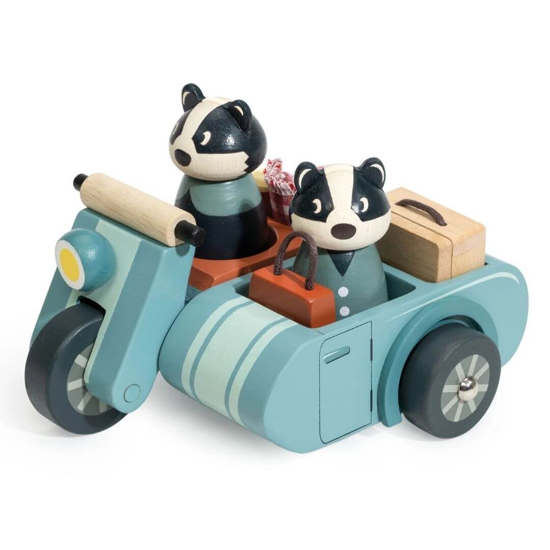 Tender Leaf Toys - Badger Picnic Motorbike Ride - Bella Luna Toys